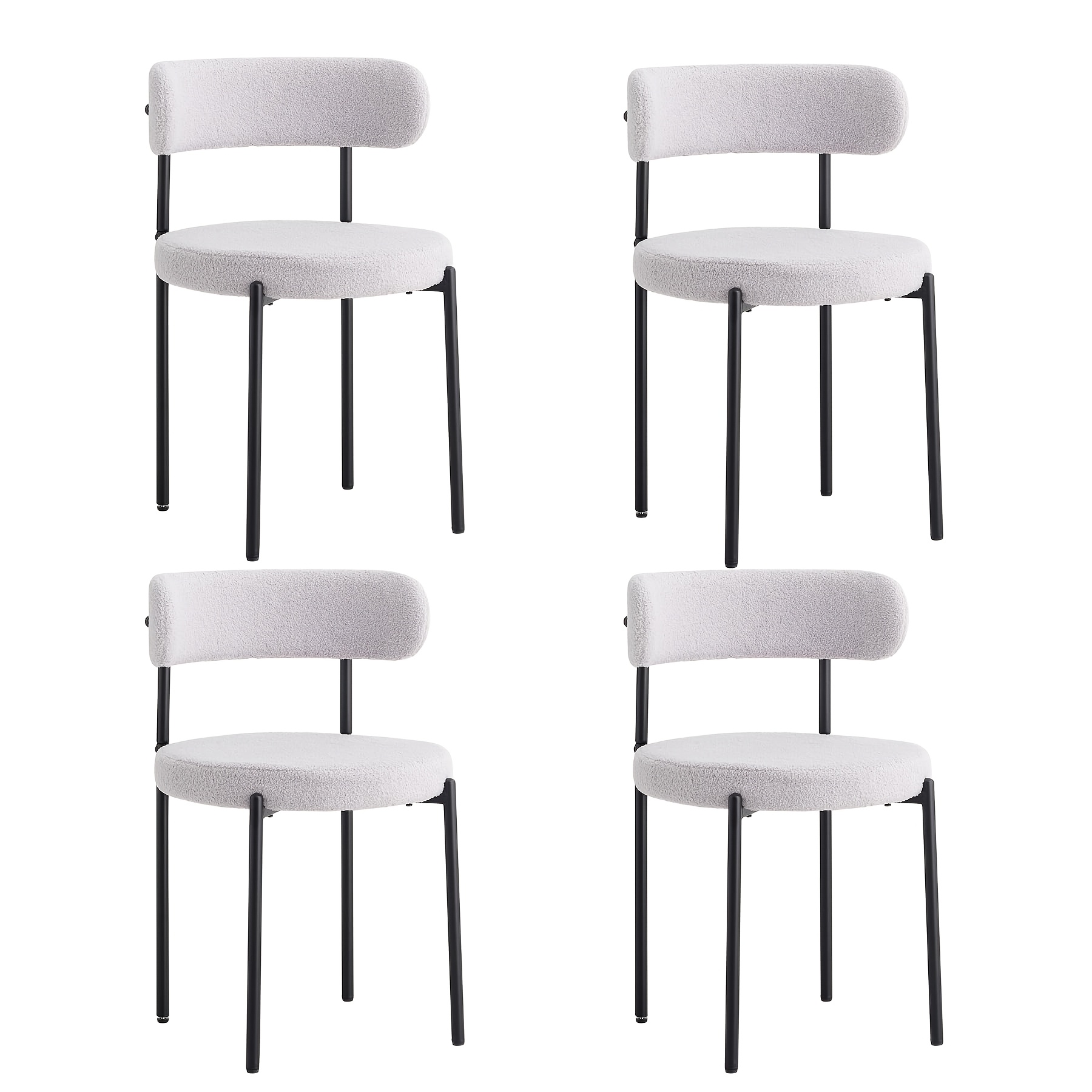 Egoonm Set Of 2/4 Dining Chairs, Mid-century Modern Kitchen Chairs With Metal Legs And Curved Backrest, Round Upholstered Chairs For Dining Room, Kitchen & Living Room