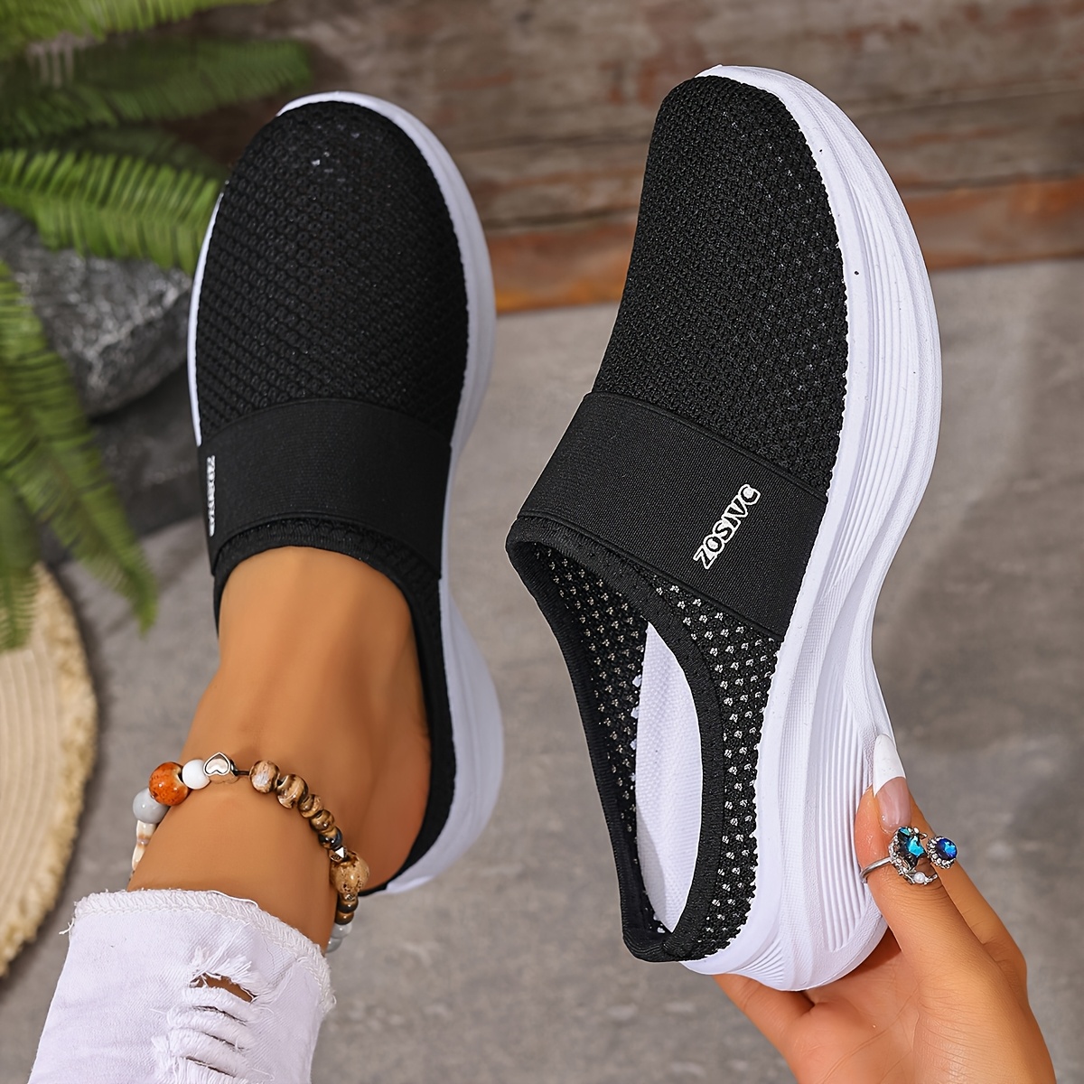 TEMU White Women's Casual Shoes, Sporty Leisure Shoes, Slip-on Lightweight And Comfortable Shoes, For Spring/summer Beach Vacation And Travel, Mesh