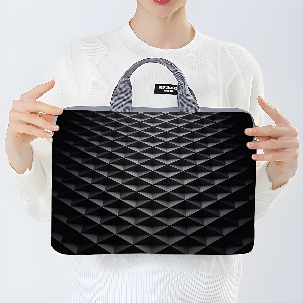 Cute Printed Notebook Computer Bag, Dark Geometric Design