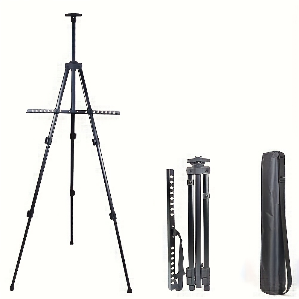 TEMU Adjustable Height Tripod Easel - Portable, Retractable With Foldable Tripod And Carrying Bag, Sturdy Base For Outdoor Sketching, Painting,