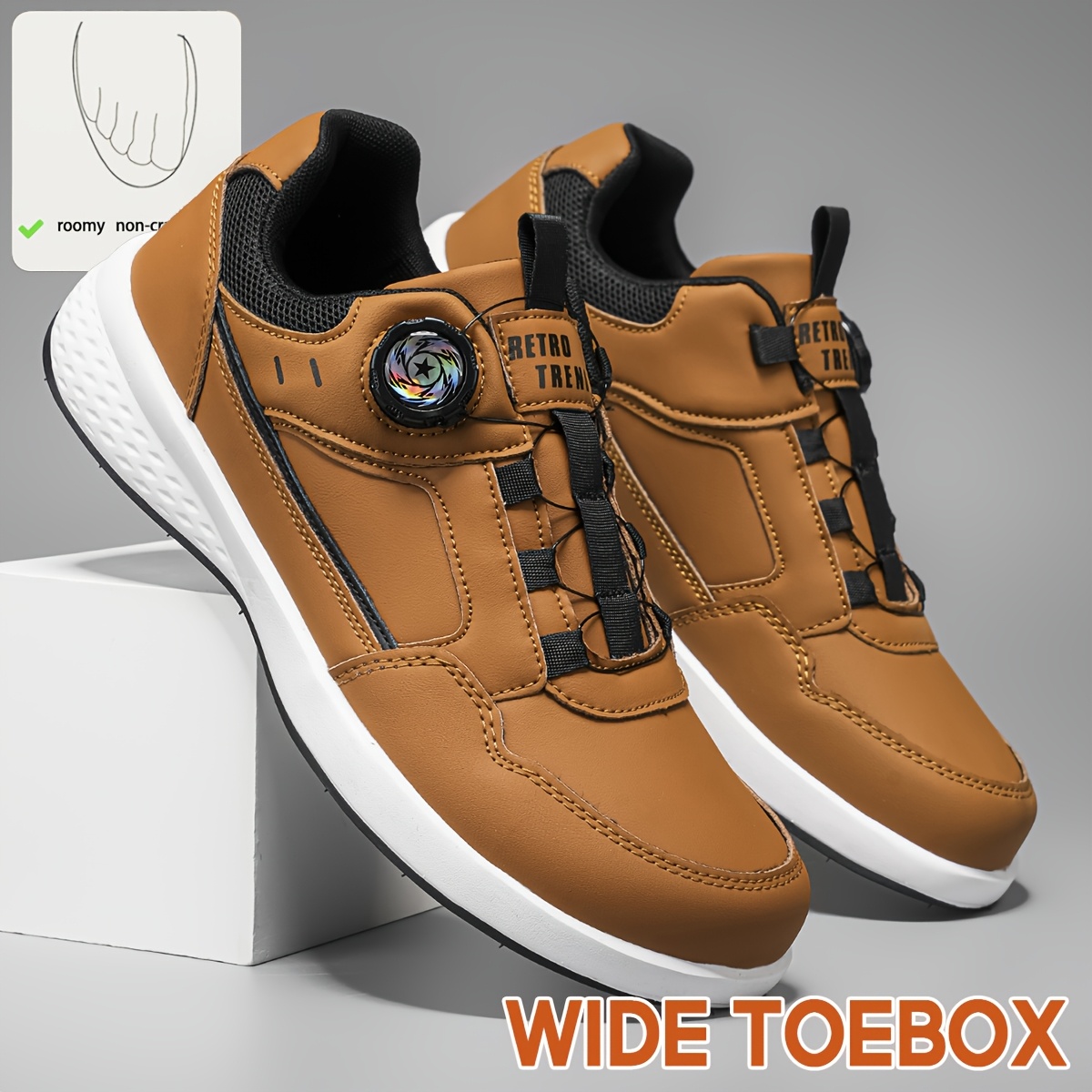 Men's Large-Size Wide-Fit Sneakers, Stylish Design