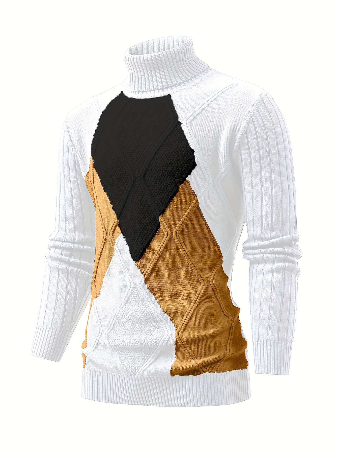 1pc Men'S Fashion Geometric-Patterned Casual Sweater