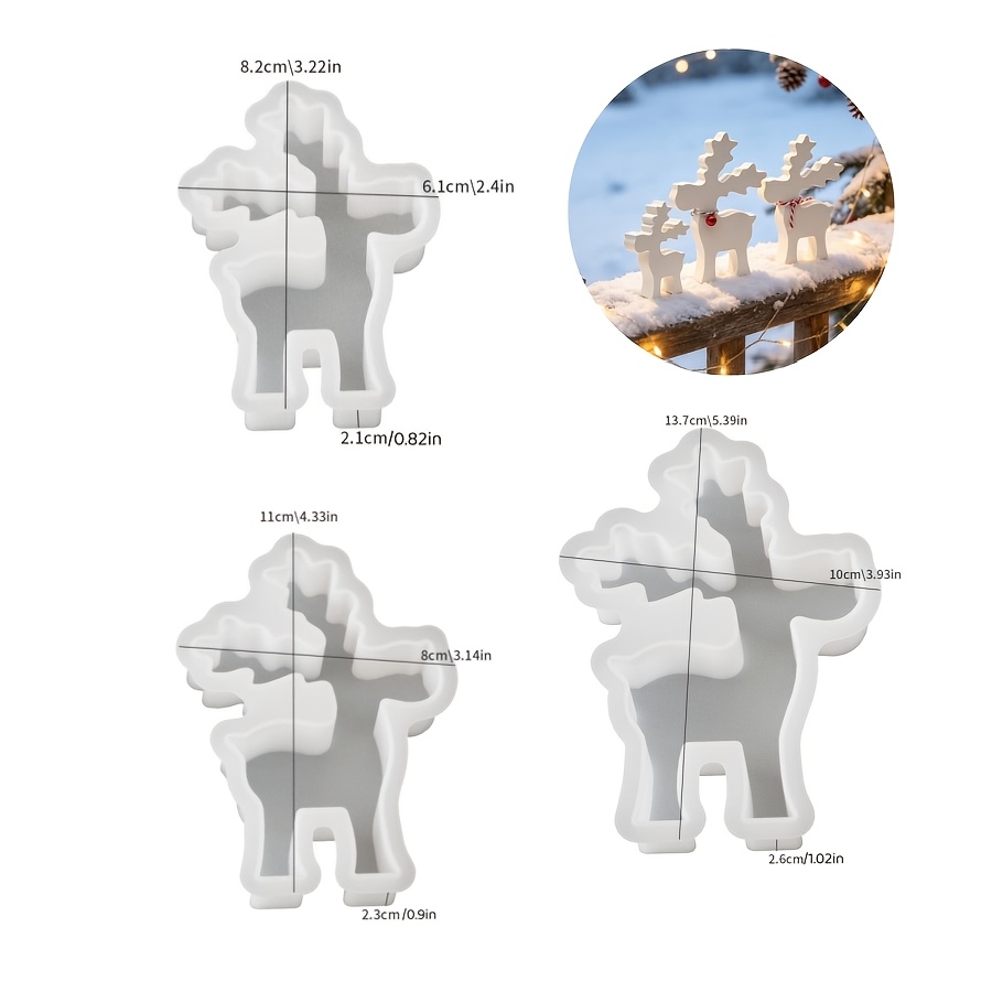 TEMU 3pcs Silike Lufei Large/medium/small Elk Silicone Mold Suitable For Making Candles, Resin Crafts, Wax & Gypsum Products - Elk-shaped Molds For