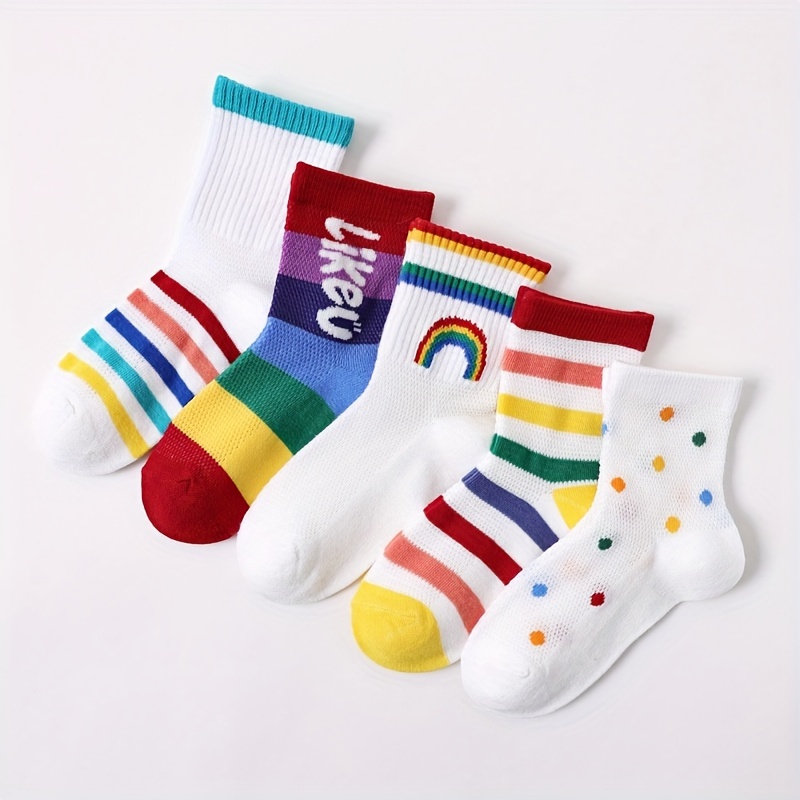 

5 Pairs Of Kid's Cotton Blend Fashion Cute Pattern Low-cut Socks, Comfy Breathable Thin Socks For Summer Daily Wearing