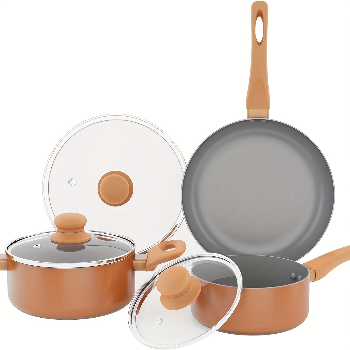 

Pots And Pans Set Ultra Nonstick, 6-piece Kitchen Healthy Non-toxic Set, Induction Compatible & Dishwasher Safe, 100% Pfoa&pfos Free