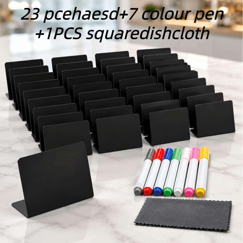TEMU Juego de 31 letreros de exhibición. Reutilizables y borrables con escritura . Diseño de soporte resistente que que se vuelque. 23 etiquetas de