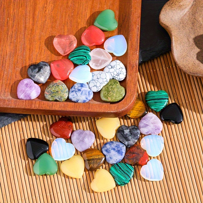 20pcs 30pcs Random Heart Crystals Stones Healing Crystal Palm Natural Polished Love Shaped Gemstones Rose Quartz Amethyst Assorted Set Bulk Wholesa