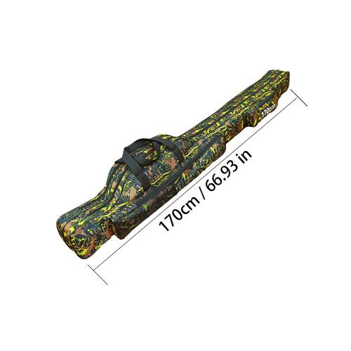 item picture fishing rod bag 1 pack durable double layer design with two side pockets portable outdoor fishing rod storage bag 5 58ft 6 23ft 6 89ft in vibrant yellow 2 color options multi functional fishing rod bag