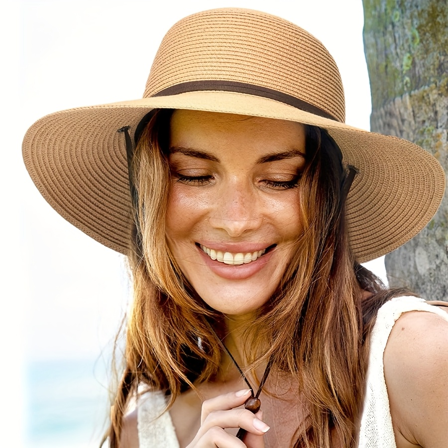 Foldable Wide Brim Straw Sun Hat for Women Travel Beach Outdoor Women Straw Hat Wide Brim Beach Sun Cap Foldable Large Lady  main image 2