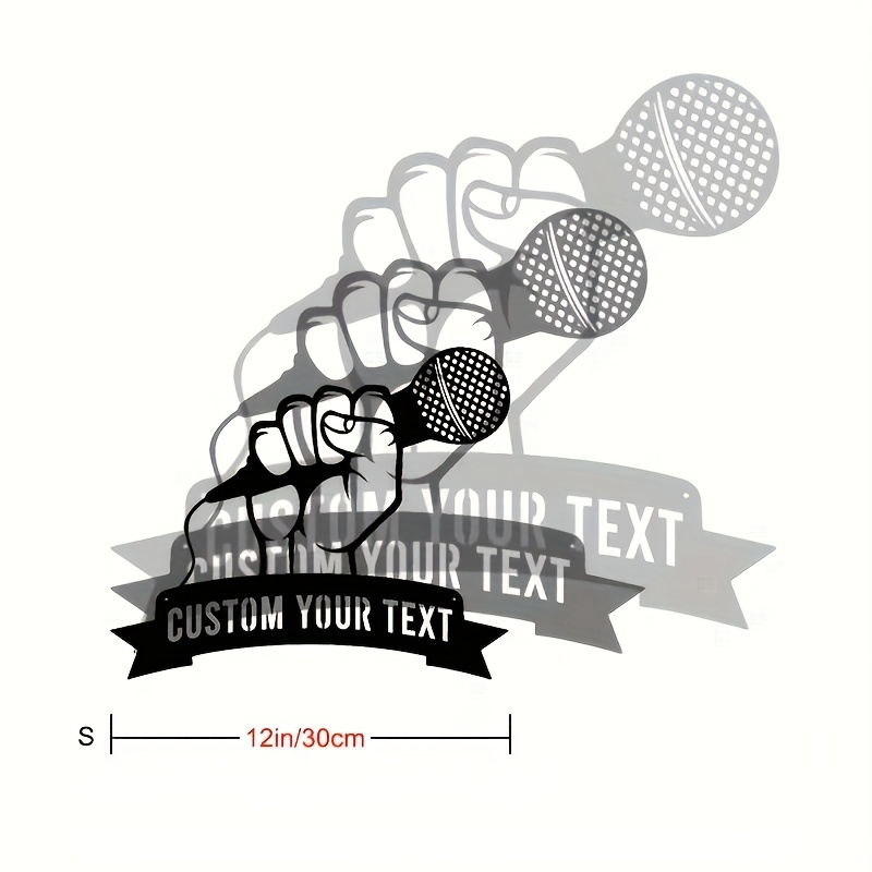 TEMU Personalized Microphone Iron Wall Art - Custom Karaoke Room Decor, Singer-themed Music Venue Signage, No Electricity Required, Gift