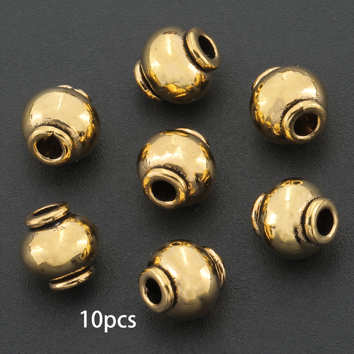 TEMU 10pcs Lantern Shape Spacer Beads . 8mm Smooth Pumpkin Shape Positioning Beads Alloy Loose Beads Handmade Beaded Decorative Beads Bead Connectors