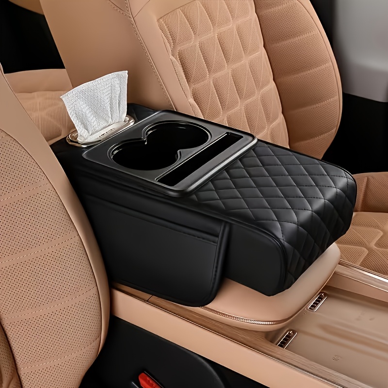 1 pu leather armrest with storage pocket provides comfortable elbow support features stylish stitching is universal and fits all vehicles Product details 0