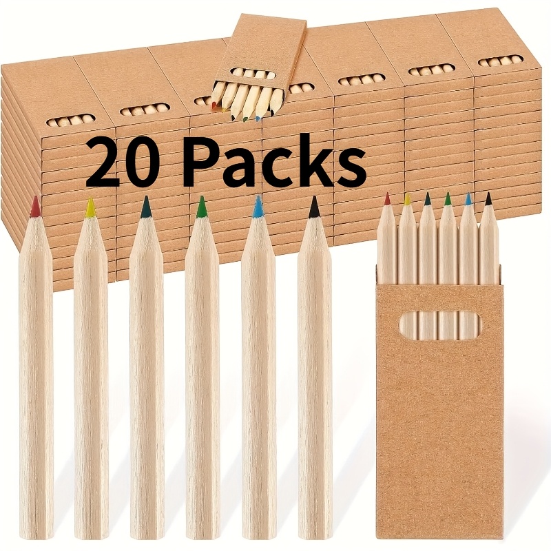TEMU 20 Boîtes (120pcs) de Mini Crayons de Couleur de 3,5 pouces - Pré-taillés, 6 Couleurs par Boîte, Idéal pour , l'École & | Ensemble Portable pour