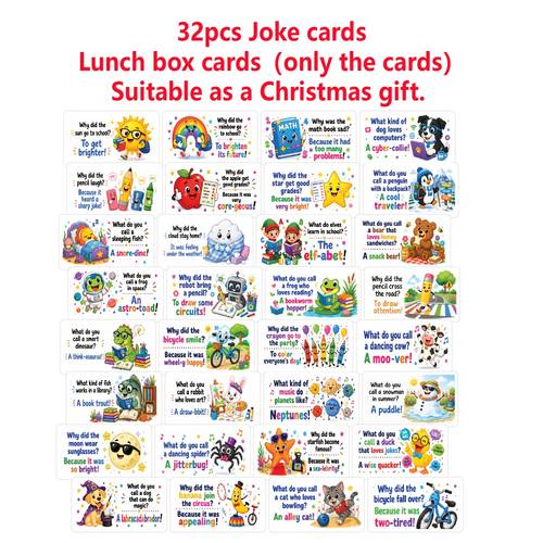 32pcs funny joke notecards lunch box cards for back to school holiday jokes cards cards forfriends students teachers summer camp perfect christmas present for gifting