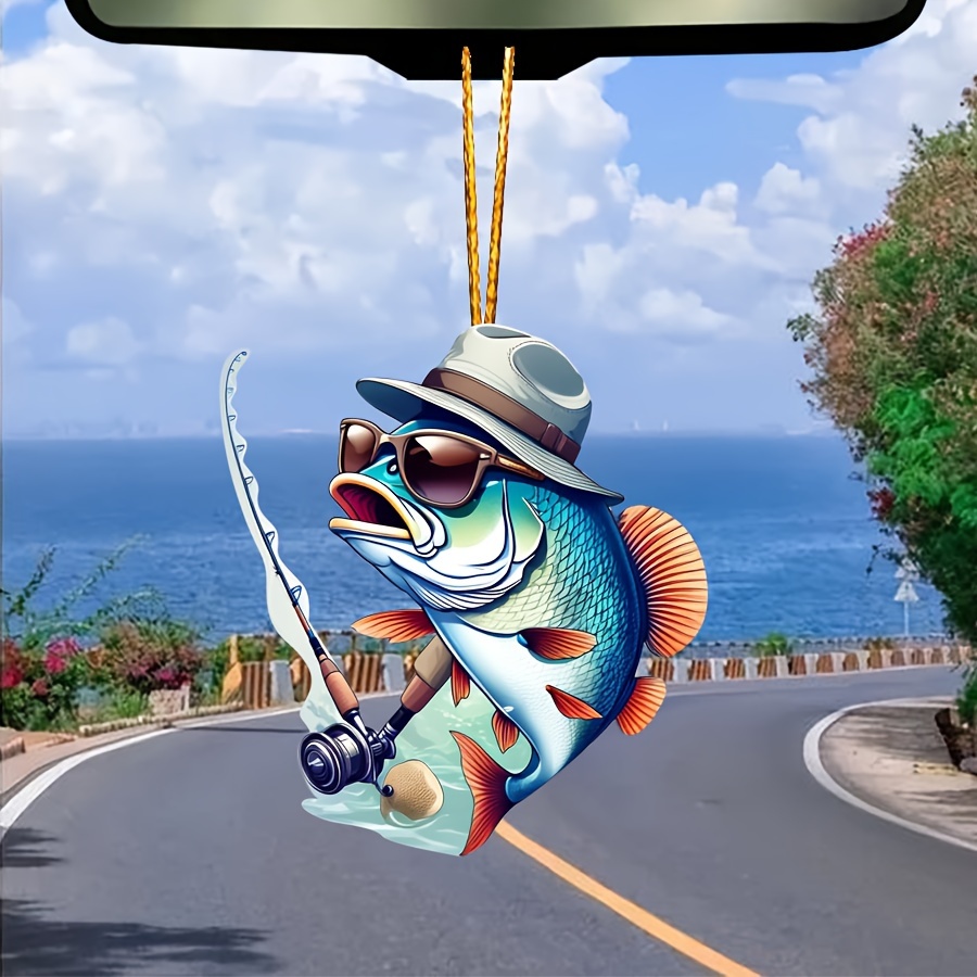 

Chic Acrylic Fishing Fish With Fashion Glasses Hanging Ornament - , Versatile Decor For Christmas Tree & Gift Box, Everyday Use & Graduation Gifts