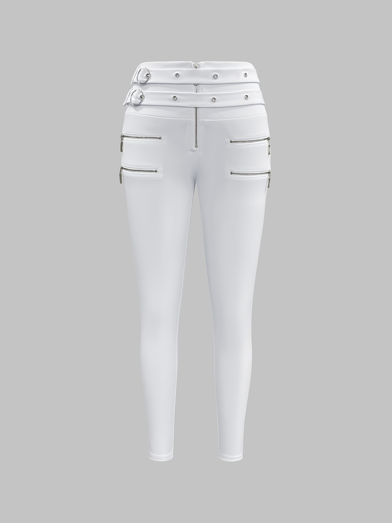 Fashionable Solid Color Zippered Women'S Tight Leggings | Casual Fit for Fall/Winter, Vintage Style by NianNian