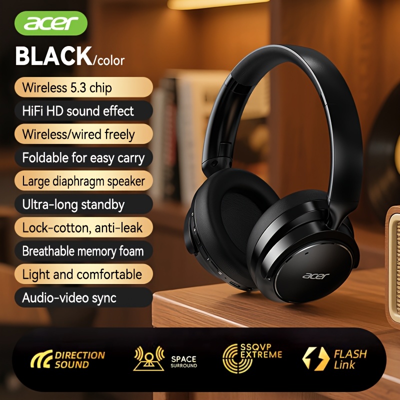 Image of Acer Ohr560 Ows Headset Acs Panoramic Sound Shocking Ultra-long Game Low Latency Portable And Foldable Learning/business/travel/sports/phone/music Halloween/christmas Gift Recommendation