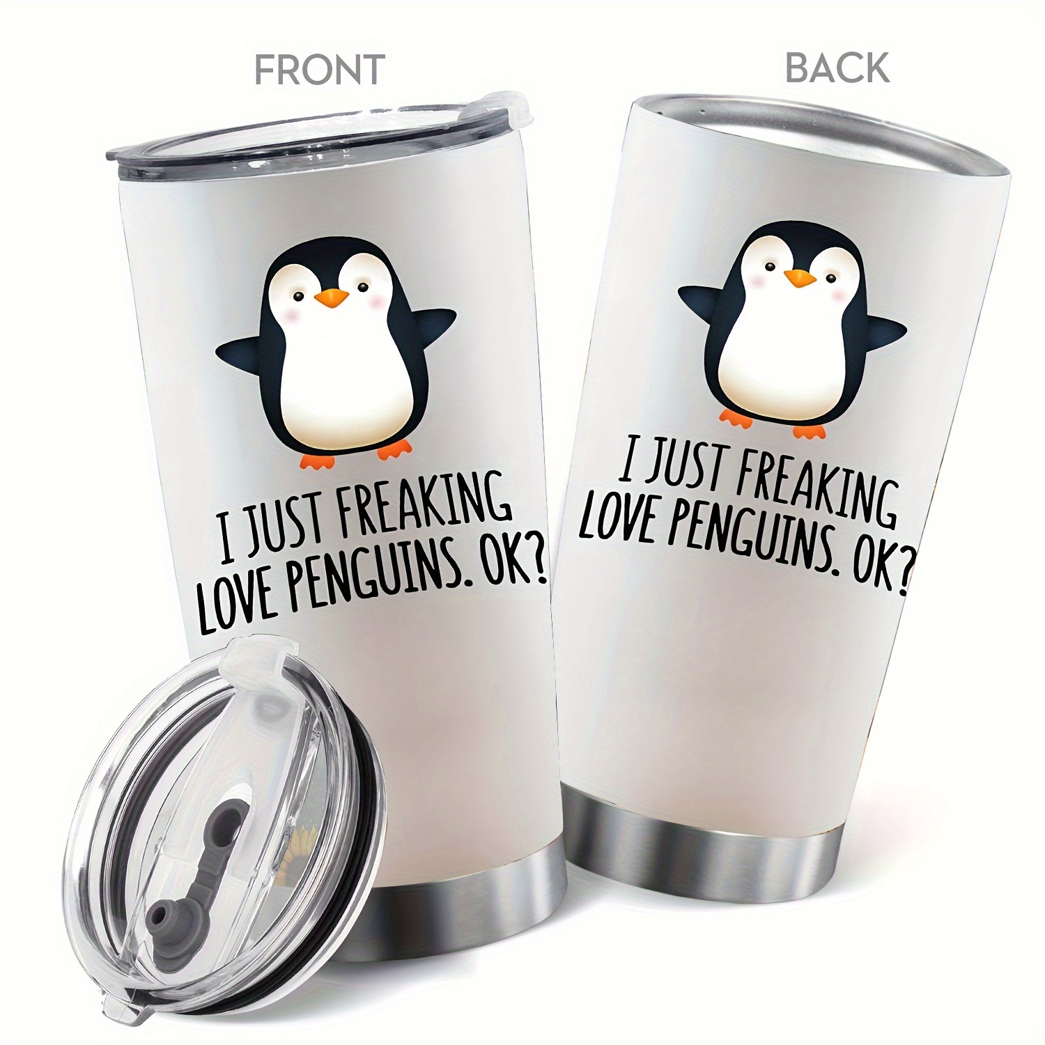

1pc, Penguin Tumbler With Lid, 20oz Stainless Steel Water Bottle, Insulated Couple Water Cups, Summer Winter Drinkware, Outdoor Travel Accessories, Christmas Gifts, Valentine's Day Gifts