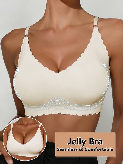 single piece womens simple solid color wire comfortable and breathable with removable pads and ruffle trim adjustable straps suitable for daily wear sports and other casual occasions ruffle trim bra in solid