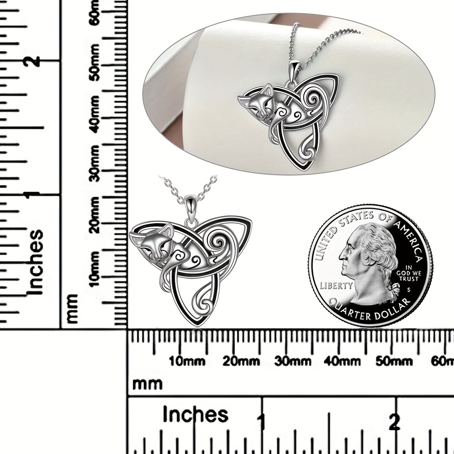 Celtic Cat Necklace Sterling Silver Pendant