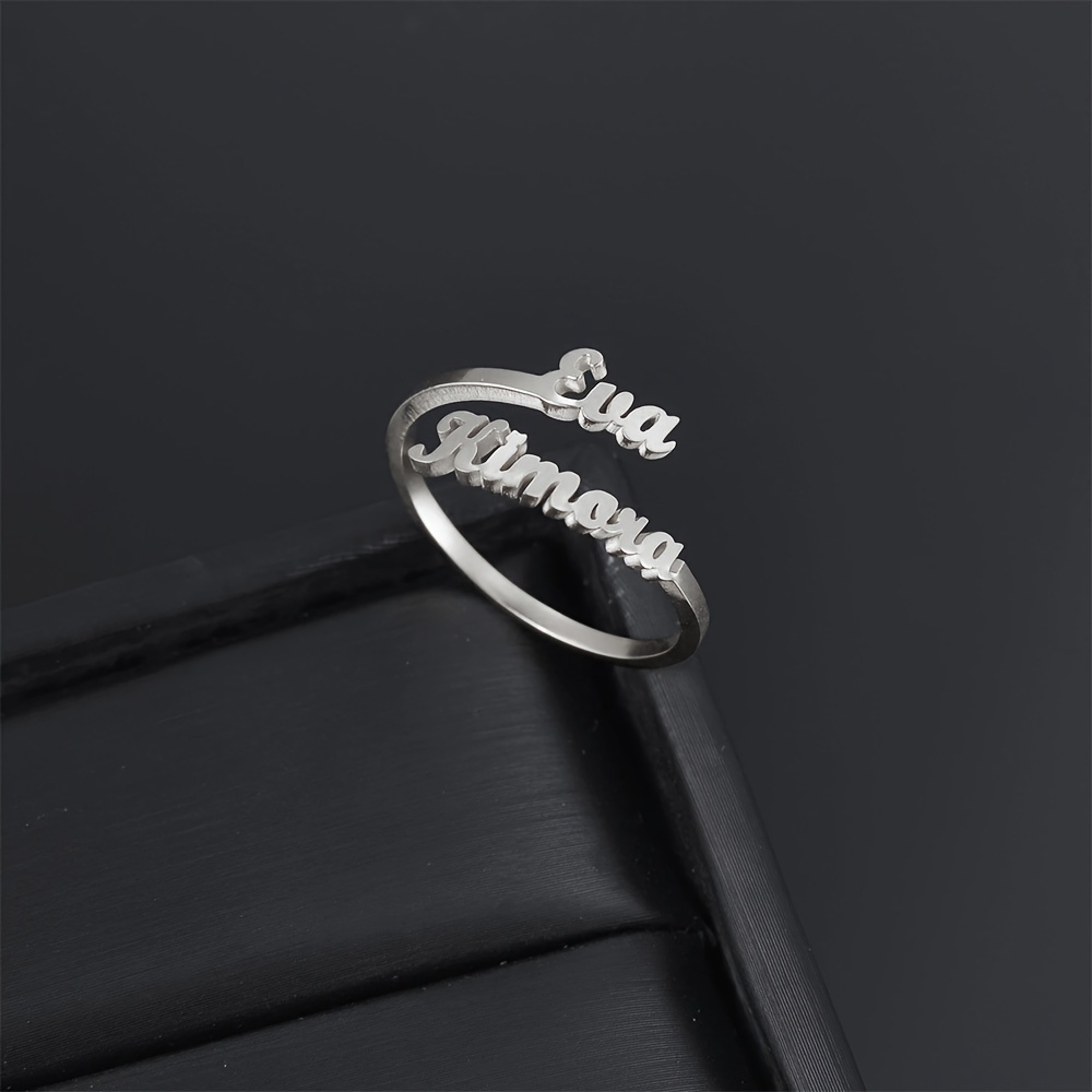 Image of [customized] 1pc Of Ring, Personalized, Fashionable, Trendy, Easy Stainless Steel Name , Festival Celebration, Daily Matching , Friendship Ring, Gift For Her