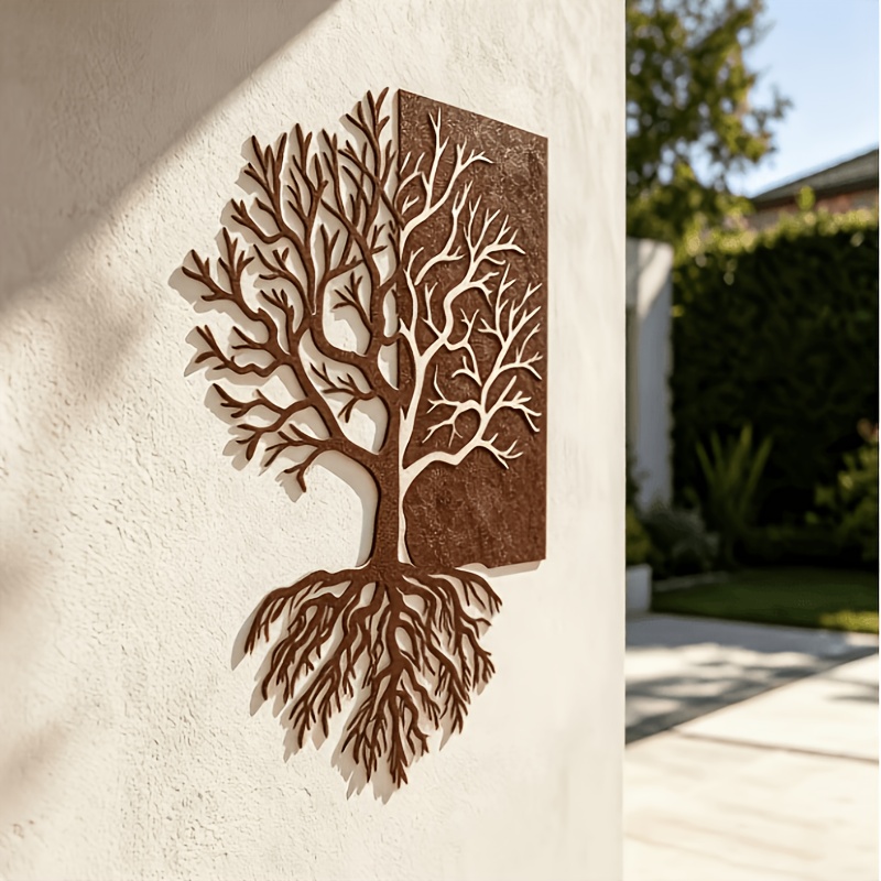 TEMU 【2d Flat】 [2d Flat] 1pc Rusty Tree Of Life Metal Wall Art, Wedding Gift, Housewarming, Thanksgiving, Christmas Gift. Retro Design, Suitable For