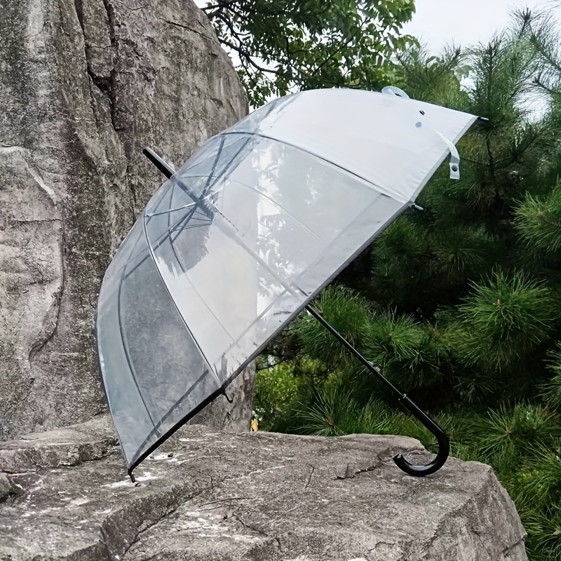 Image of Transparent Bubble Umbrella, With Canopy, Lightweight Design, Windproof And Rainproof Umbrella, Transparent, With Canopy Cover