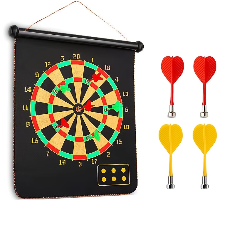 

12-inch Double-sided Magnetic Dartboard Set, Featuring A Double-sided , Includes 4 Darts.