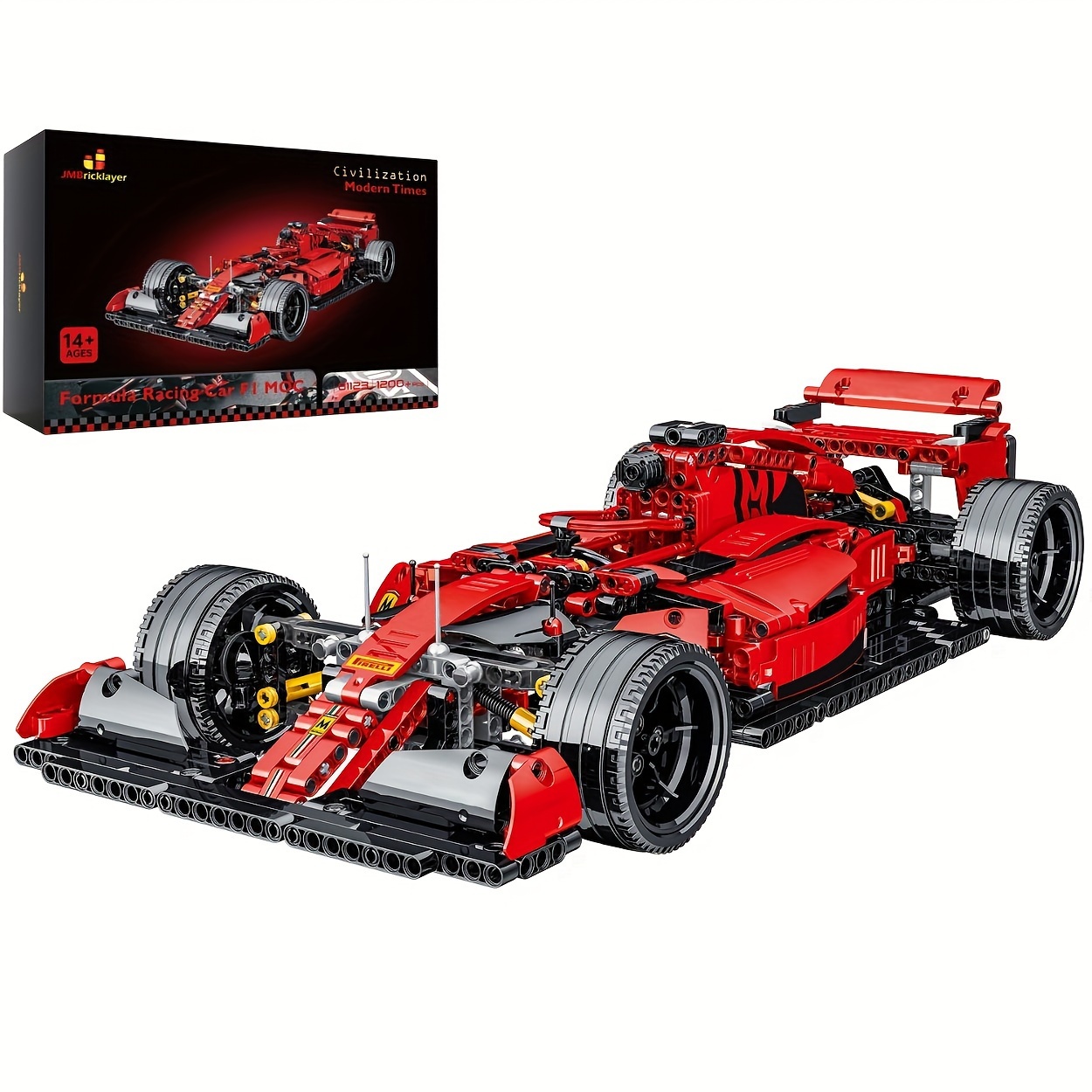 

Rc Red Race Cars Building Sets 61123, 1:10 Moc Remote Control Car Building Blocks, Cool Collectible Model Car Kits Building Brick