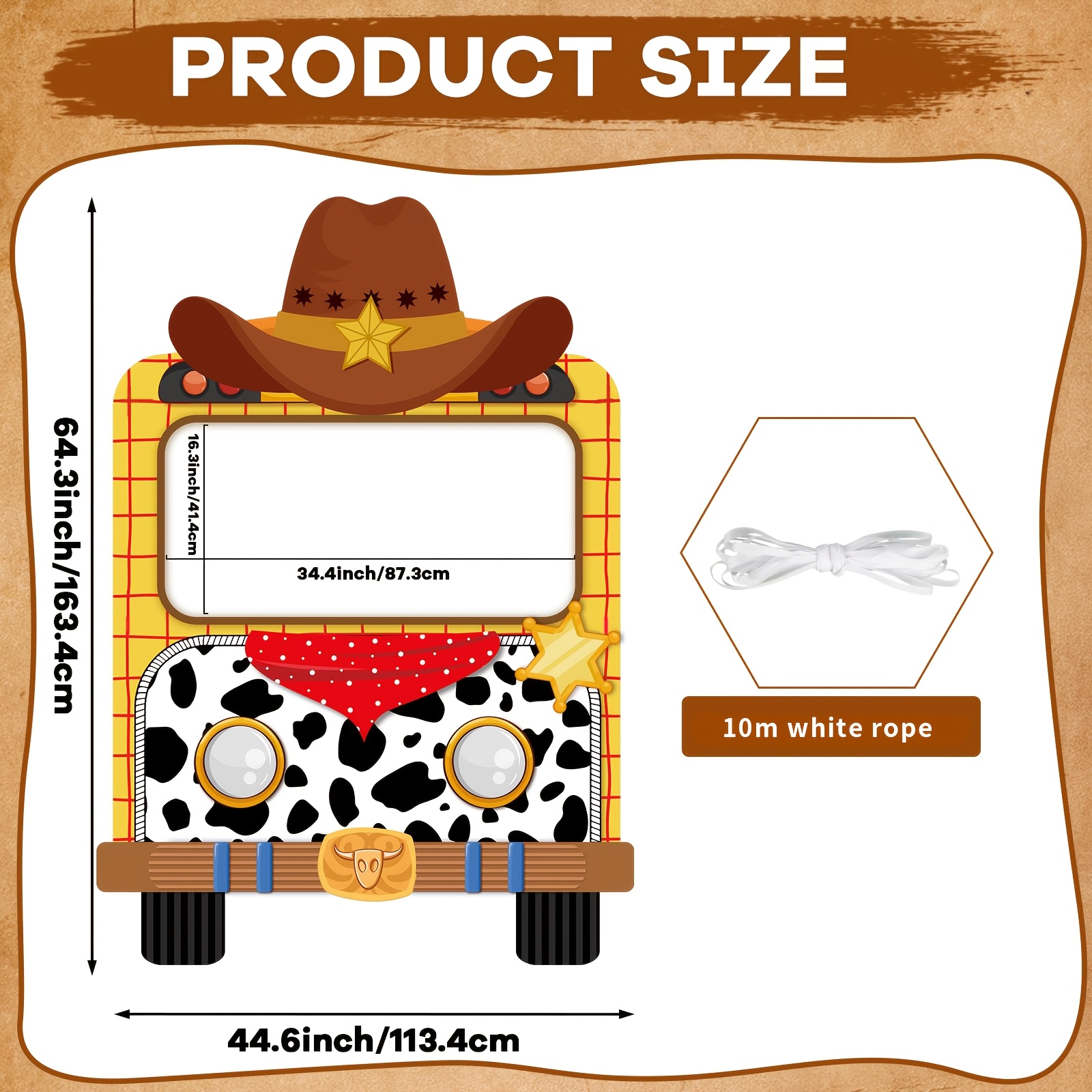 TEMU 1pc 2d Flat Story Truck Shaped Photo Prop Backdrop For Car Theme Party Decorations, Cowboy Truck Hanging Banner Cow Print Photo Booth Frame
