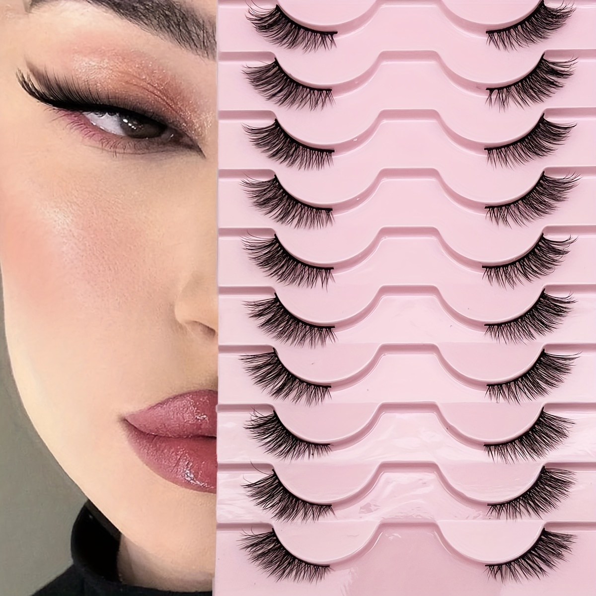 

10 Pair Natural Fox Eye Lashes: 3-5-9mm Lengths, Soft And Lightweight, Suitable For Beginners And Daily Wear - Cat Eye, Natural, , Mixed Styles, C And D