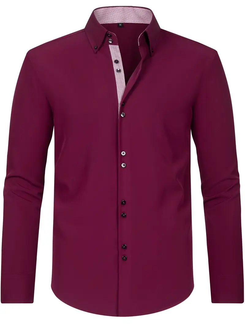 Camicie Di Vestire Uomo Eleganti Manica Lunga Tessuto Leggero Ed - Foto 2