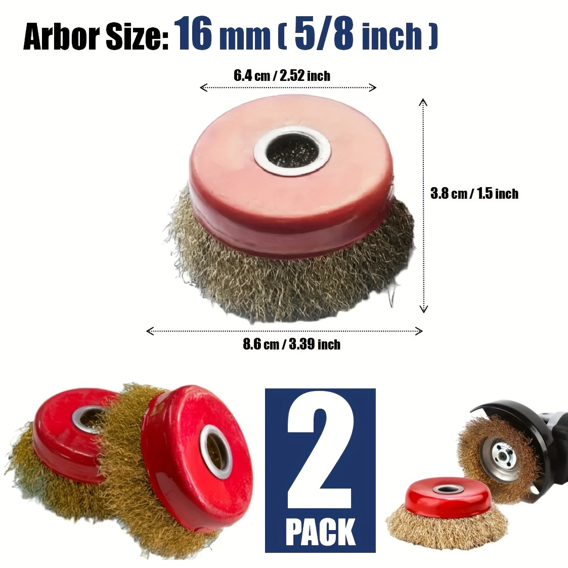 TEMU Premium 2pcs Angle Grinder Rust Remover Wheel Remove Paint And Poly Strip Disc Wheel Set With 7/8" And 5/8", Wire Brush Discs For Wood And