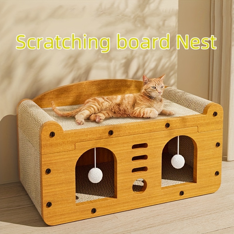 

Cat Nest Double-layer Scratch Board, Integrated Vertical Wear-resistant Four-season Universal Cat House, Sofa Cat Corrugated Paper Toys