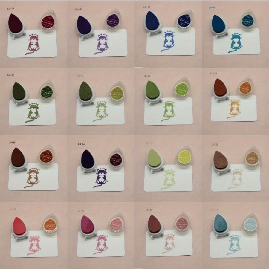15pcs Assorted Color Droplet Pigment Sticky Matte Ink Pads