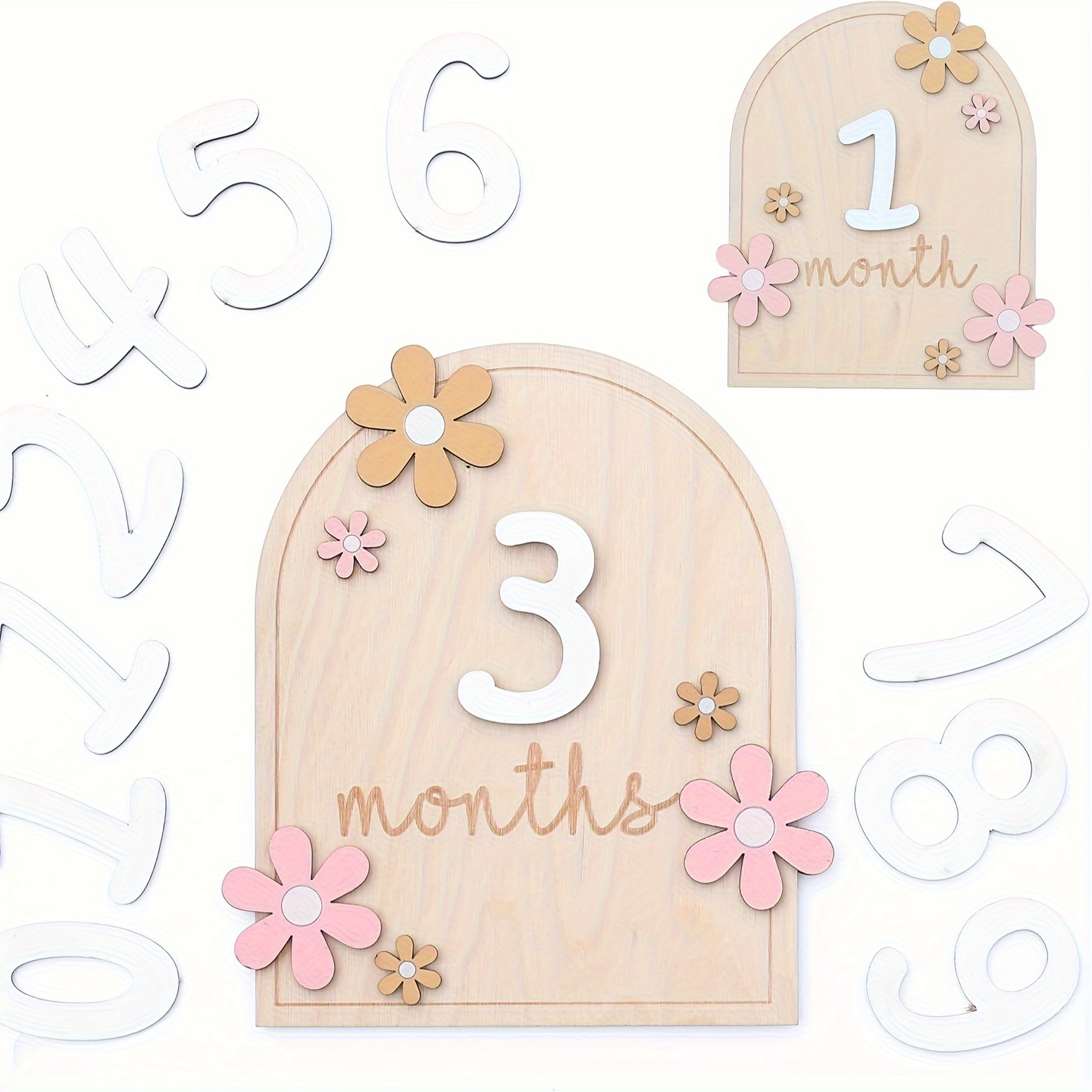 

12pcs, Monthly - Wooden Monthly Milestone Discs - Newborn Photography Props To Your Boy Girl Growth - Announcement Sign