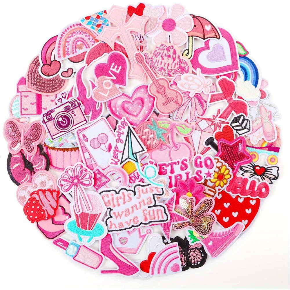 Image of 60pcs J.carp -on Patches For | Delicate Embroidery Patches For Backpacks, Clothing, Hats, Jackets, Pants Decoration - Assorted Cute Sew-on Appliques For Accessories