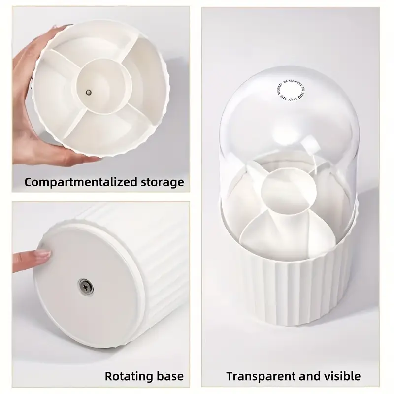 360 rotating makeup organizer with clear dome lid vanity storage box for office durable plastic construction makeup vanity desk sturdy construction beauty enthusiasts Product details 5