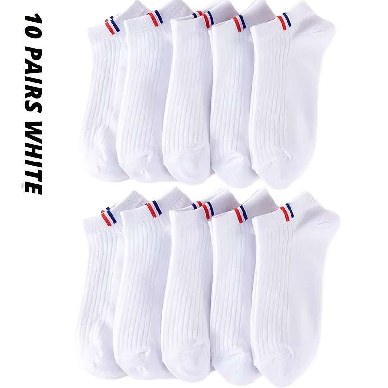 E-shop 10 Paar Herren Kurze Socken in Unifarben, Einfache Vielseitige Herren Bootssocken