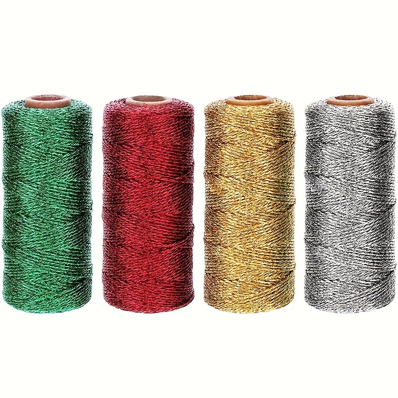 E-shop 4 Rollen Weihnachts-Metallband in Gold, Silber, Rot und Grün zum Geschenkeverpacken, Schleifendekoration und festliche Arrangements.
