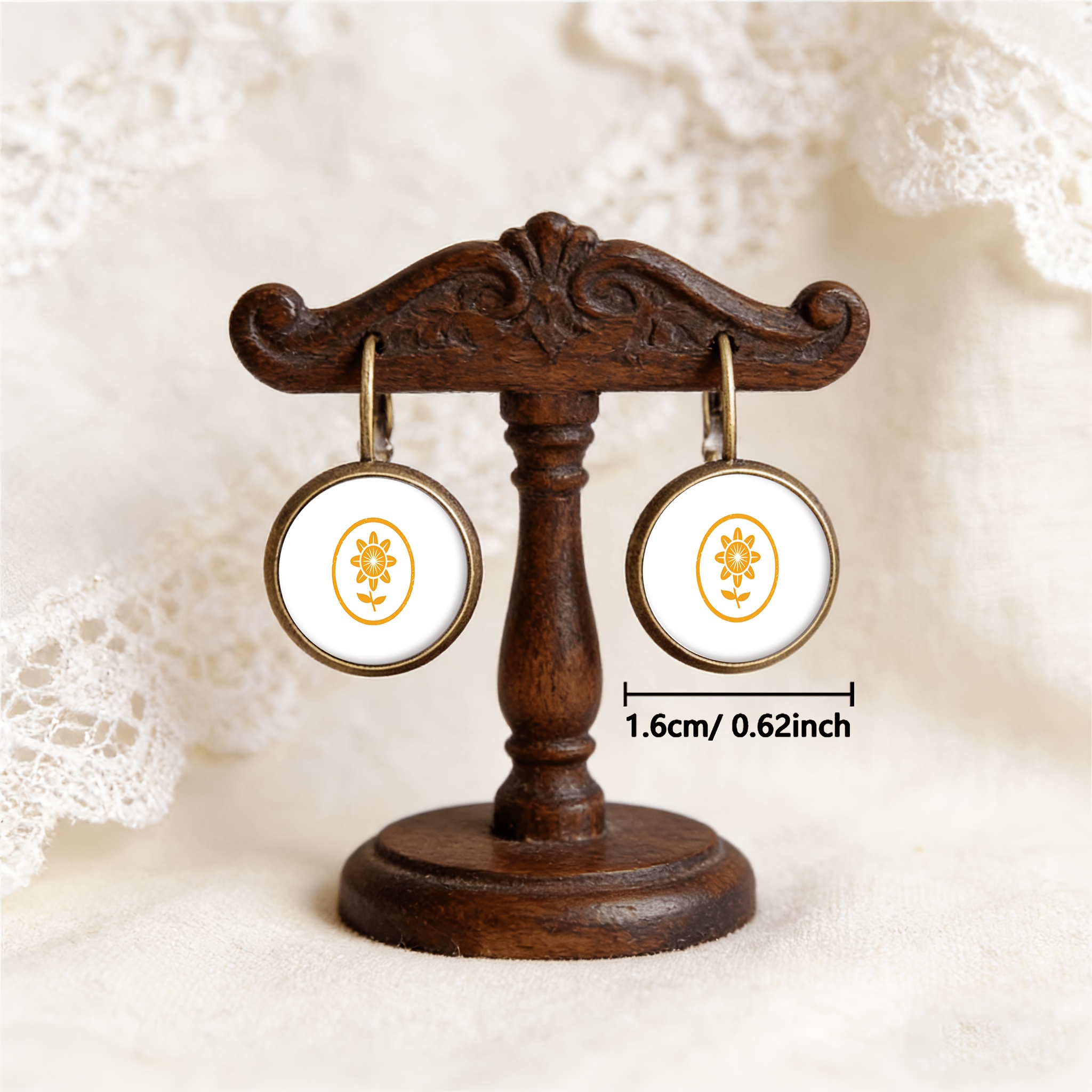 2pc Retro Cyan Round Earrings Set