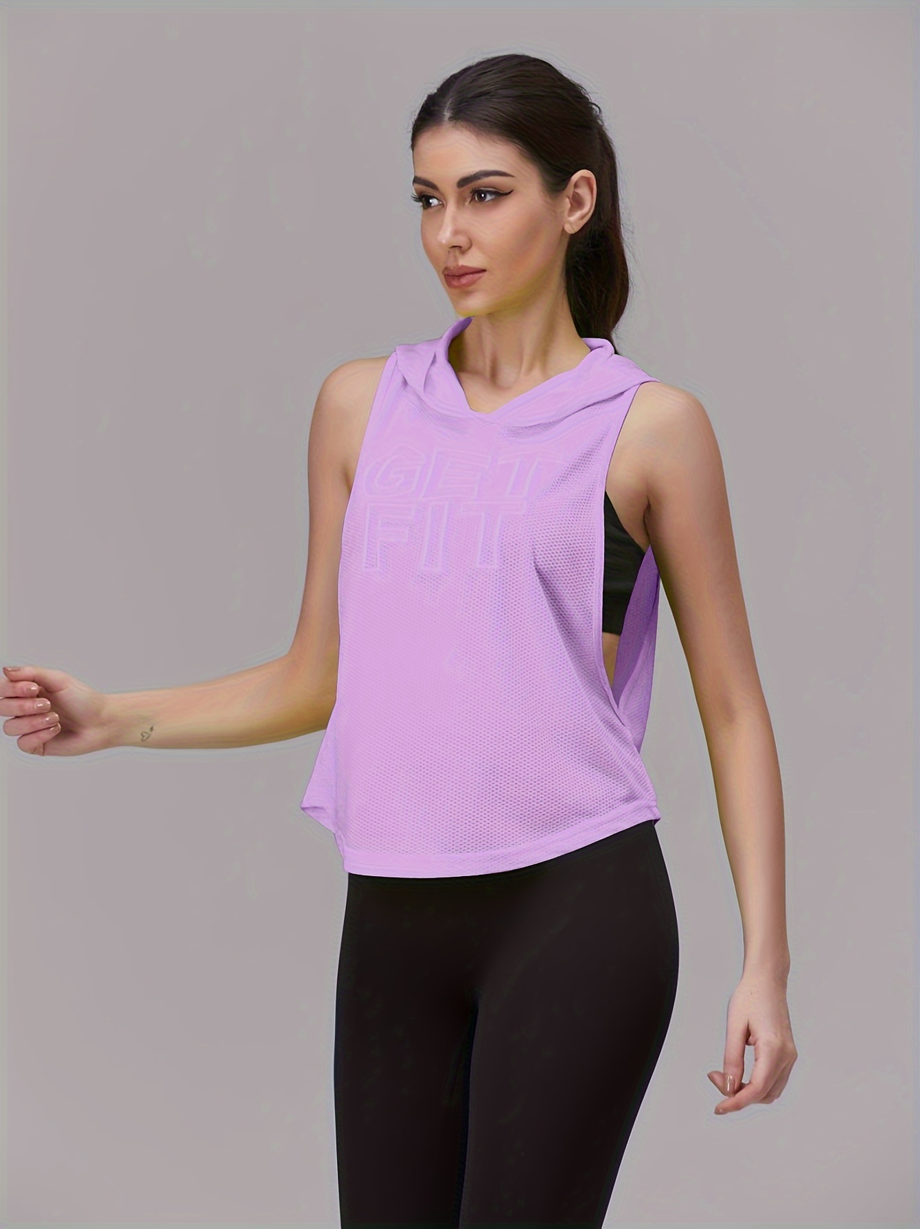 Letter Embroidered Side Open Hoodie, Y2K Sleeveless Loose Eyelet Hoodie For Spring & Summer, Women's Clothing