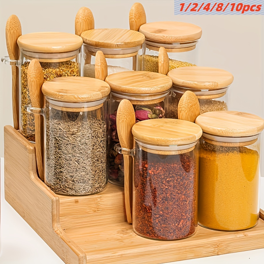 

1/2/4/8/10pcs, 280ml/10oz Round Spoon Container, Jar, Jar, Jar Lid - 10oz Jar, Jar, Seasoning Jar, For Supplying Tea, , Spices, , Biscuits, Grains,