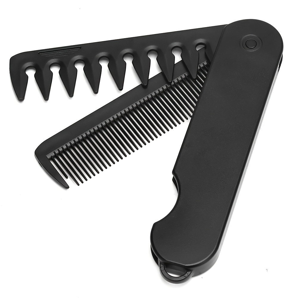 TEMU 1pc Of A 2-in-1 Unisex Portable Folding Comb With Wide And Fine Teeth, Designed For Styling And Multifunctional Use, Suitable For Salon And Home