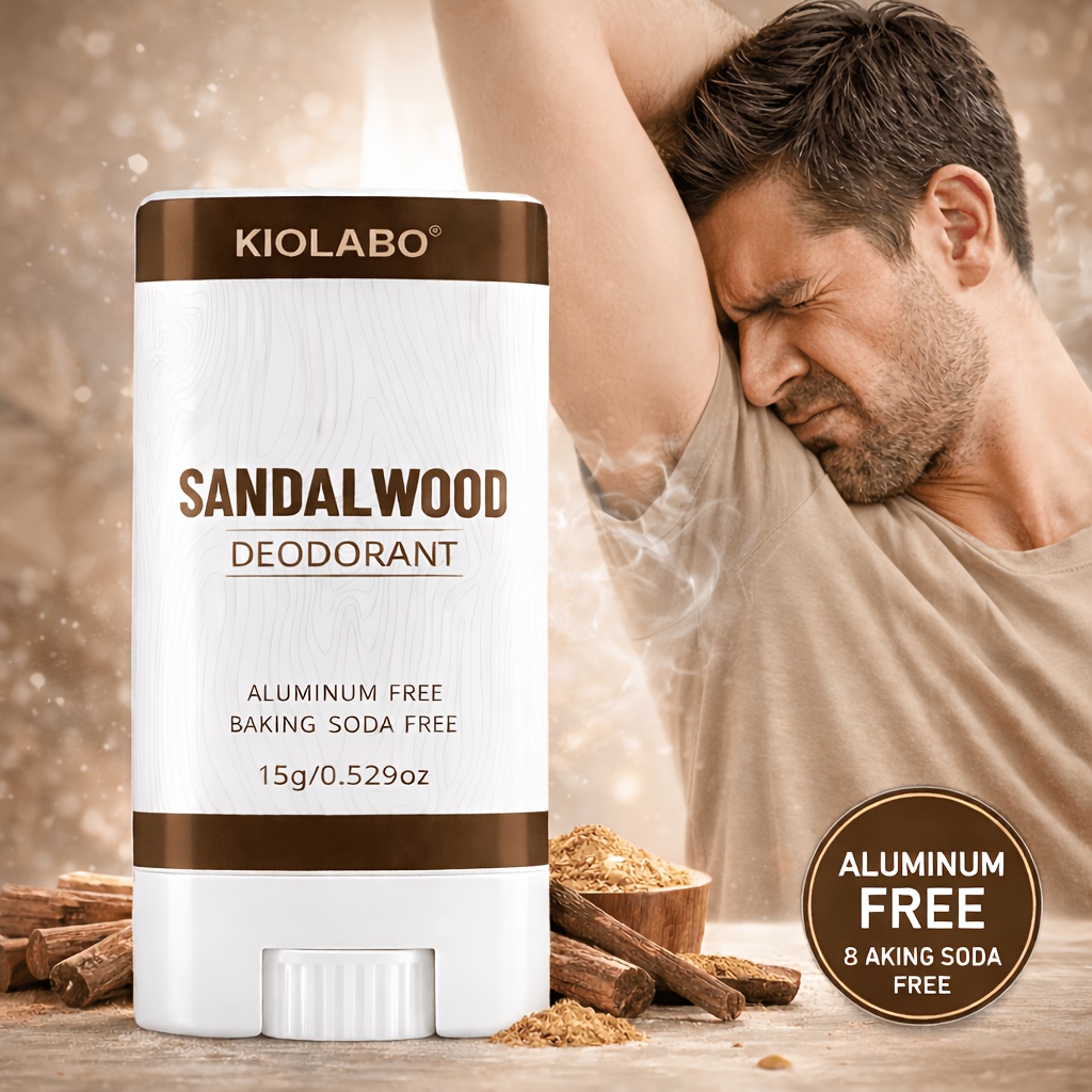 Image of Kiolabo Mini Travel Size Sandalwood Whole Body Deodorant Stick, Compact Pocket-size Body Deodorant, Aluminum-free, Fresh Natural Scent