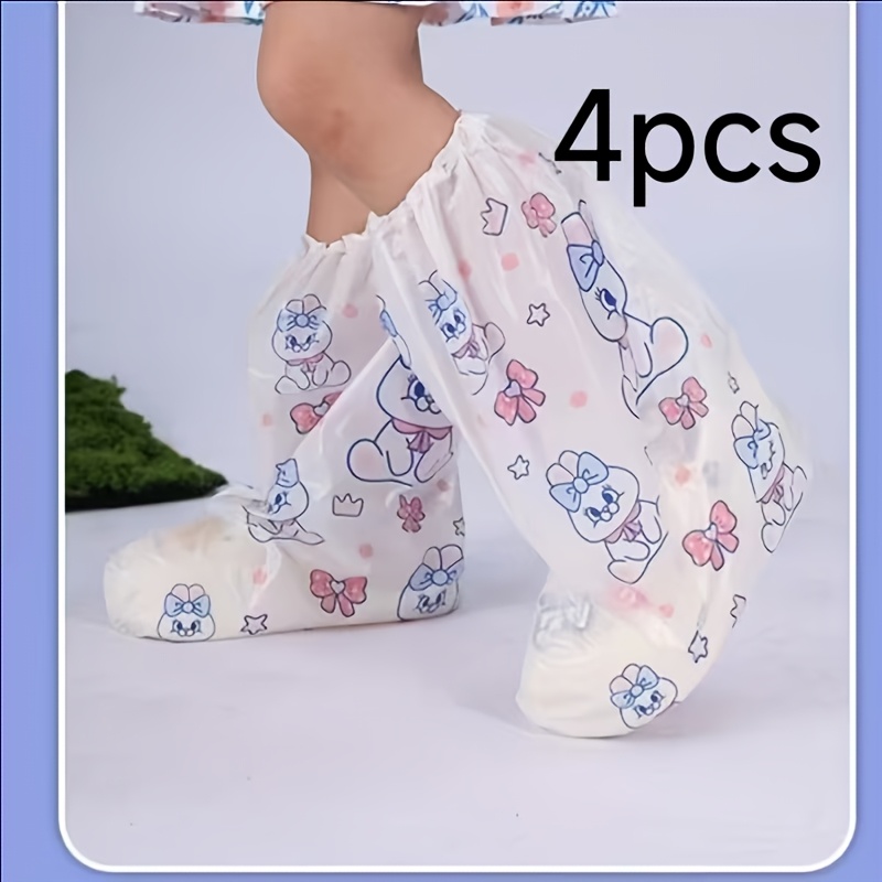 TEMU Lot de 4 protège-chaussures à motif dessin , protège-chaussures et épais imprimés pour l'extérieur, protège-chaussures portables