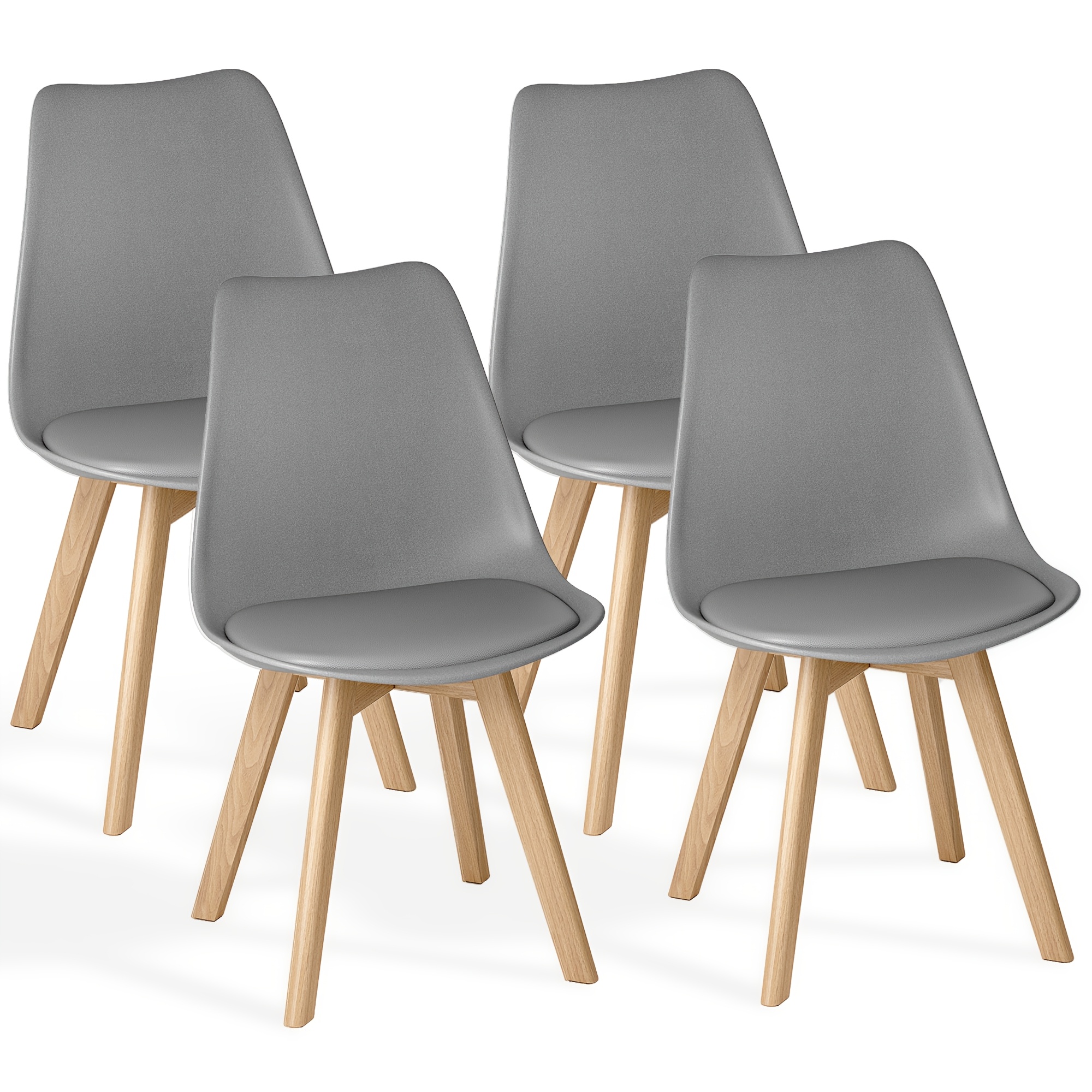 4pcs Modern Dining Chair Set With Wood Legs, Ergonomic Kitchen And Dining Room Chair Set, Easy-to-clean Side Chairs For Restaurant, Living Room
