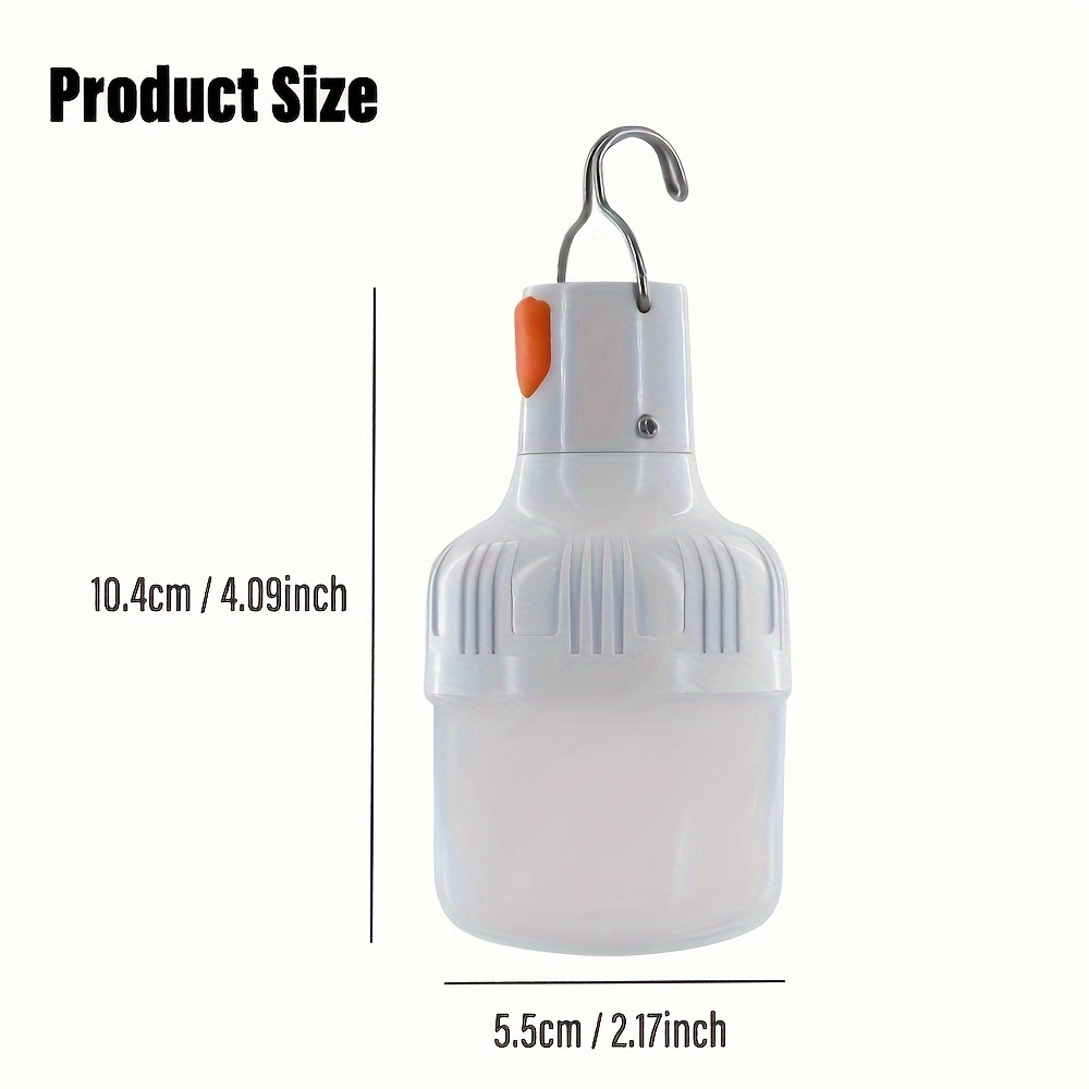 Rechargeable LED Camping Lantern, USB Charging Dimmable Wall Mount Flashlight with Push Button Control, Portable Emergency Outdoor Light with Hook for Adventure, Fishing, ABS Plastic, ?36V