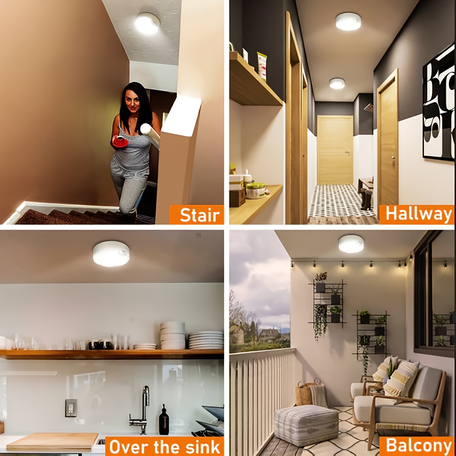 DEEPLITE Motion Sensor Ceiling Light With Remote,7.8-inch 400LM Indoor