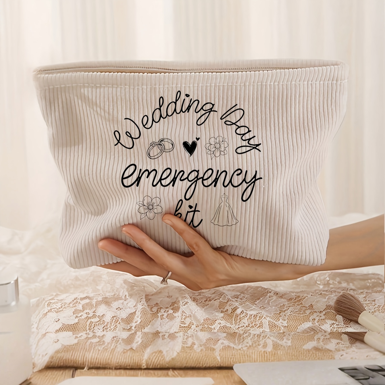 TEMU Large Capacity Foldable Wedding Emergency Kit & Bridal Makeup Bag - Portable Suitable For Wedding Emergency Use, Durable Suitable For Bridesmaid